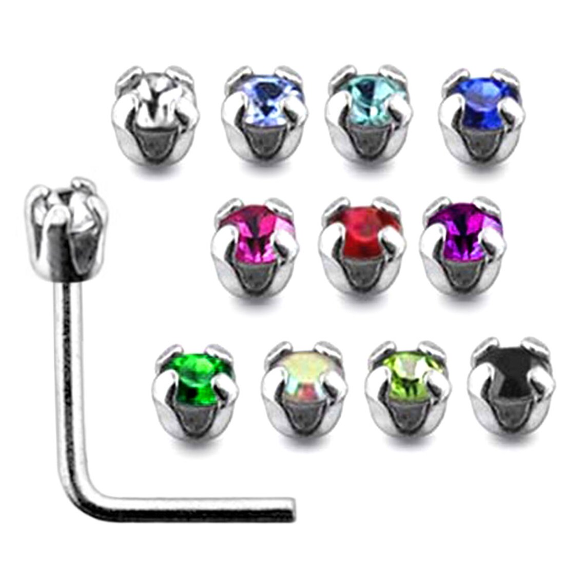 Bunte Edelstein Nase Stud Nase Knochen / L geformte Nase | Etsy