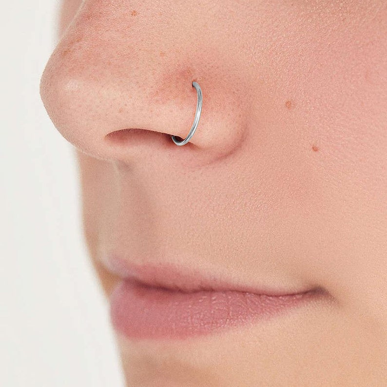 9 Ct White Gold Nose Ring Seamless Nose Hoop Cute Hoop Etsy UK