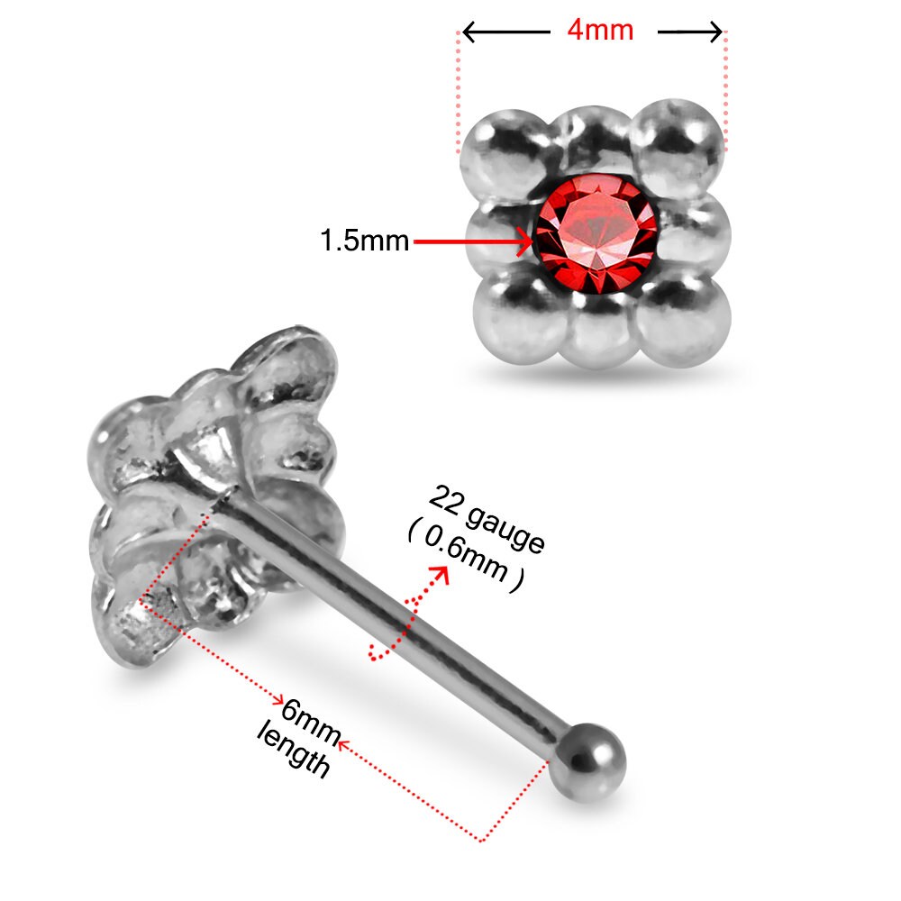 Edelstein Nase Stud Quadrat Nase Knochen / L geformte Nase | Etsy