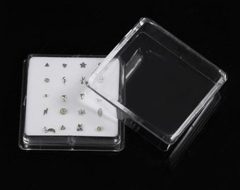 20 Mixed Nose Studs- Sterling Silver Nose Rings- Nose Bone Stud- Thin Nose Ring- Nose Piercing Ring- 22G Nose Ring- 20 Pieces in Box