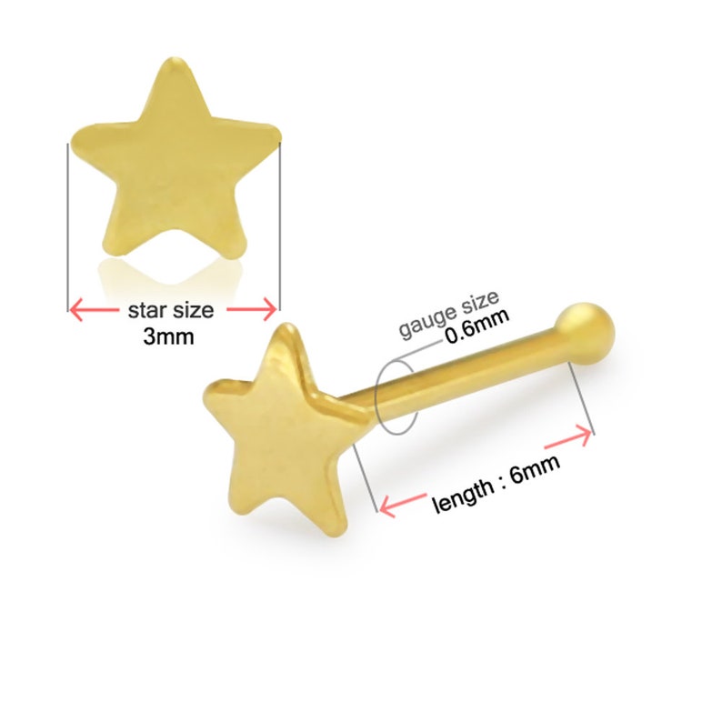 9ct Gold Nose Stud Star Nose Stud Nose Bone Style Tiny Nose Etsy