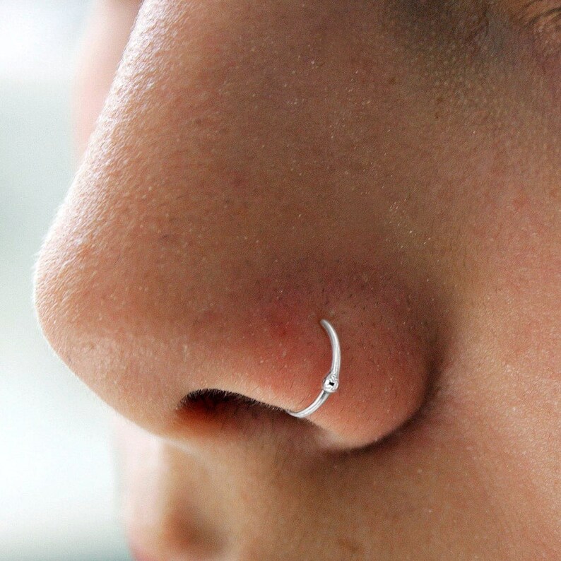 Sterling Silver Nose Ring Hoop BCR Shape Nose Hoop Open Nose Etsy