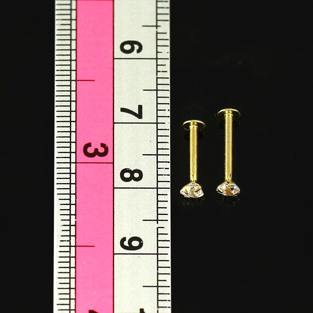 14K Gold Labret Crystal Heart Lip Labret/ Cartilage Earring Etsy