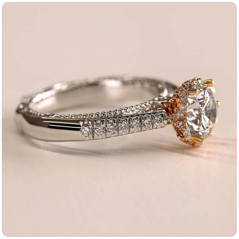 Engagement Ring Gift For Mum 1.60 Ct White Round Moissanite Halo Wedding Ring,Moissanite Ring in 10KT Yellow Gold Ring