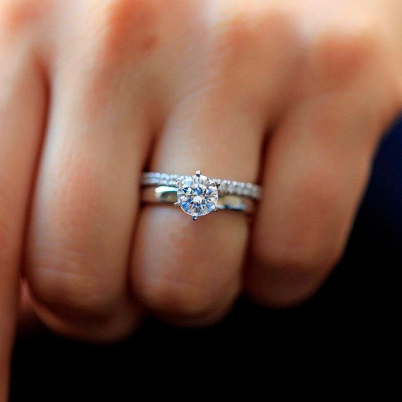 Moissanite Ring 1.50 Ct Colorless Moissanite Bridal Set Wedding Ring With 18KT White Gold Ring