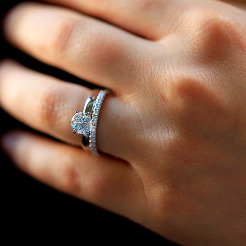 Moissanite Ring 1.50 Ct Colorless Moissanite Bridal Set Wedding Ring With 18KT White Gold Ring