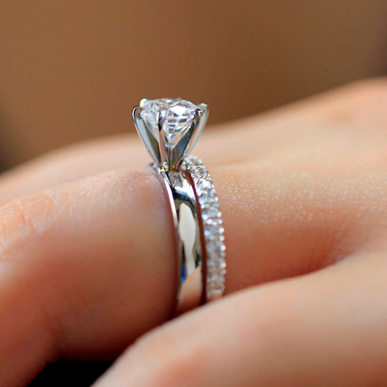 Moissanite Ring 1.50 Ct Colorless Moissanite Bridal Set Wedding Ring With 18KT White Gold Ring