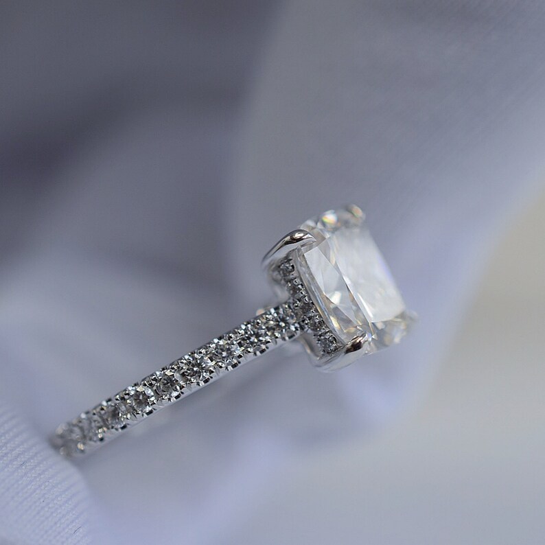 2.50 Ct Colorless Cushion Cut Moissanite Solitaire Wedding Ring in 14KT White Gold Anniversary Ring Engagement Ring