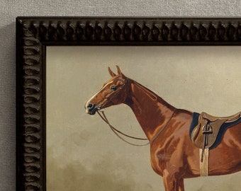 Print of Vintage Horse Oil Painting  |  Antique Horse Painting  |  Gift for Equestrian  |  Vintage Equine Home Decor  |  Chestnut Horse Art