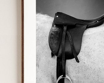 Black and White Vintage Saddle Print | Horse Print | Equestrian Photo Print | Equine Art | Equestrian Photography | Equestrian Home Decor