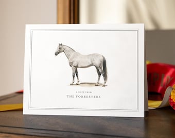 Plantilla de tarjeta personalizada para amantes de los caballos / Tarjetas de agradecimiento ecuestres / Papelería vintage para amantes de los caballos / Regalo personalizado para amantes de los caballos / Descarga digital