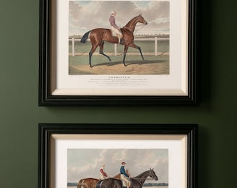 Vintage Racehorse Prints Equestrian Gallery Wall Set of Paintings Thoroughbred Race Horse Art Prints for Man Cave Grandmillenial Home Decor