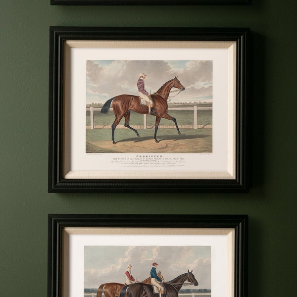 Vintage Racehorse Prints Equestrian Gallery Wall Set of Paintings Thoroughbred Race Horse Art Prints for Man Cave Grandmillenial Home Decor