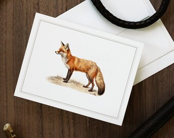Vintage Fox Stationery | Equestrian Thank You Cards | Vintage Fox Hunting Notecards | Gift for Fox Lover | Preppy Fox Greeting Card Set