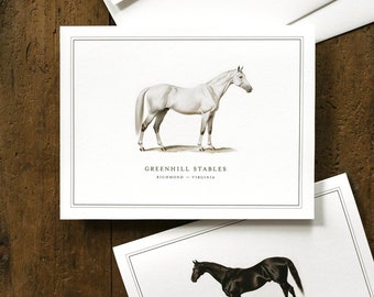 Custom Horse Stationery Template | Personalized Equestrian Thank You Cards | Vintage Horse Stationery | Custom Gift for Horse Lover