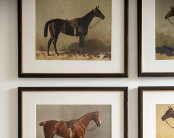Set of 4 Vintage Horse Prints  |  Equestrian Style  |  Gift for Equestrian  |  Equine Home Decor  |  Horse Painting  |  Farmhouse Art
