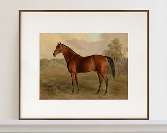 Decoración de granja ecuestre vintage / Impresión de caballo antiguo / Arte de pared de animales / Paisaje de caballos imprimible / Caballo vintage / Regalo para amantes de los caballos
