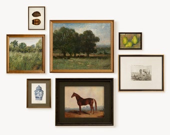 Vintage European Farmhouse Gallery Wall Art Set Printable Digital Download Antique French Country Decor Landscape Paintings