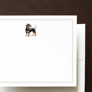 Dachshund Stationery Notecard Set | Doxie Thank You Cards | Black and Tan Dachshund Cards | Gift for Dachshund Lover | Doxie Note Card Set