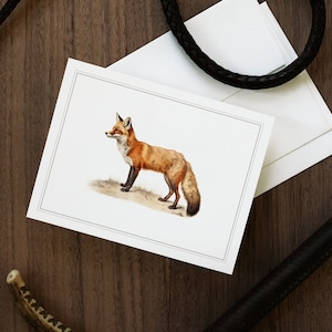 Papelería vintage de zorros / Tarjetas de agradecimiento ecuestres / Tarjetas vintage de caza del zorro / Regalo para amantes de los zorros / Juego de tarjetas de felicitación de zorros preppy imagen 1