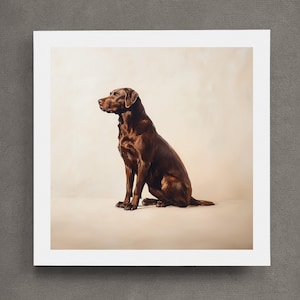 Chocolate Lab Dog Art Print | Vintage Style Round Frame | Chocolate Labrador Wall Art | Dog Art for Home, Office, Nursery, Boy's Room Decor image 2