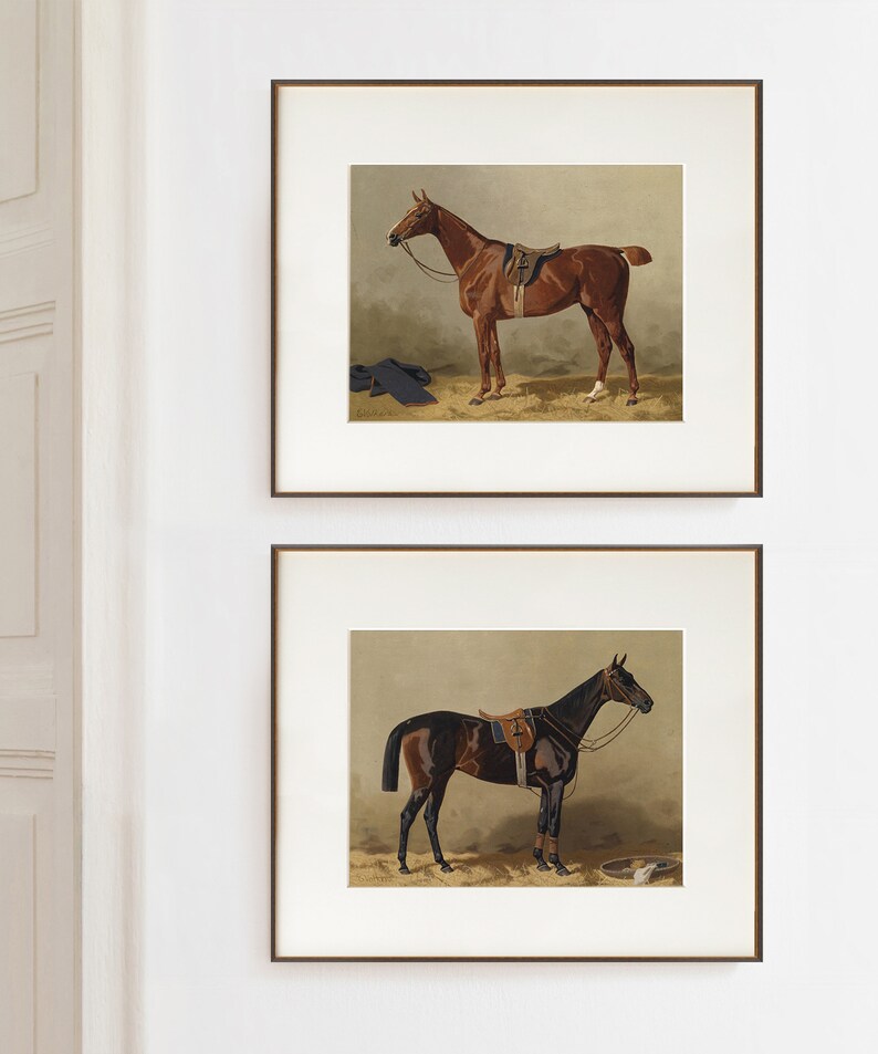 Print of Vintage Horse Oil Painting | Antique Horse Painting | Gift for ...