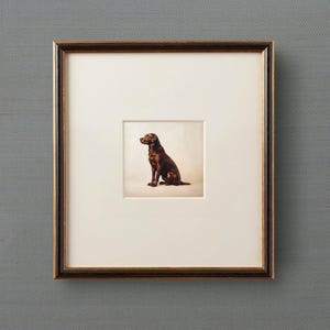Chocolate Lab Dog Art Print | Vintage Style Round Frame | Chocolate Labrador Wall Art | Dog Art for Home, Office, Nursery, Boy's Room Decor image 6