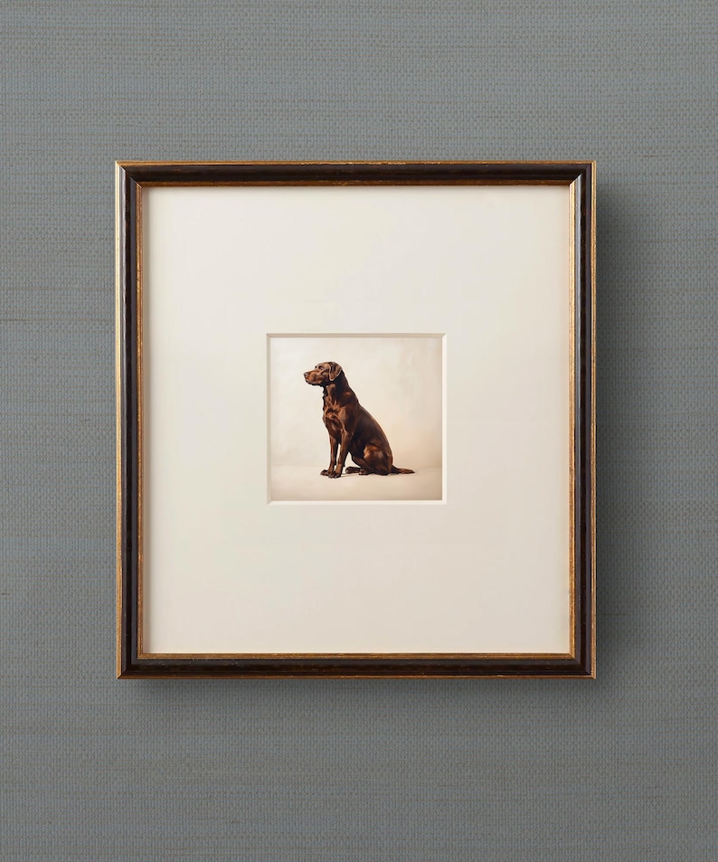 Chocolate Lab Dog Art Print | Vintage Style Round Frame | Chocolate Labrador Wall Art | Dog Art for Home, Office, Nursery, Boy's Room Decor image 6