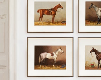 Set of Horse Paintings  |  Horse Prints  |  Equestrian Style  |  Gift for Equestrian  |  Equine Home Decor  |  Vintage Horse Paintings