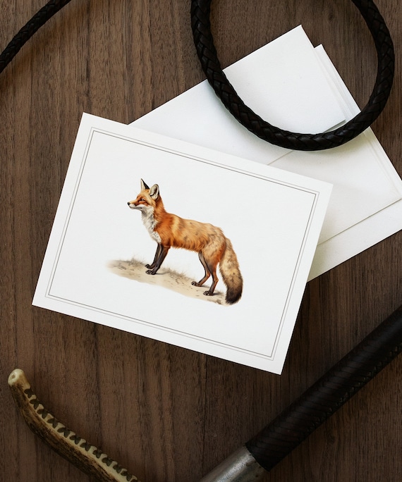 Vintage Fox Stationery | Equestrian Thank You Cards | Vintage Fox Hunting Notecards | Gift for Fox Lover | Preppy Fox Greeting Card Set
