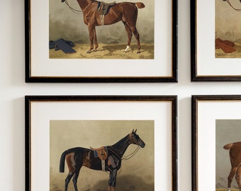 Vintage Horse Prints Digital Download Set of 4 | Equestrian Decor | Printable Art Download Equestrian Home Decor | Vintage Horse Paintings