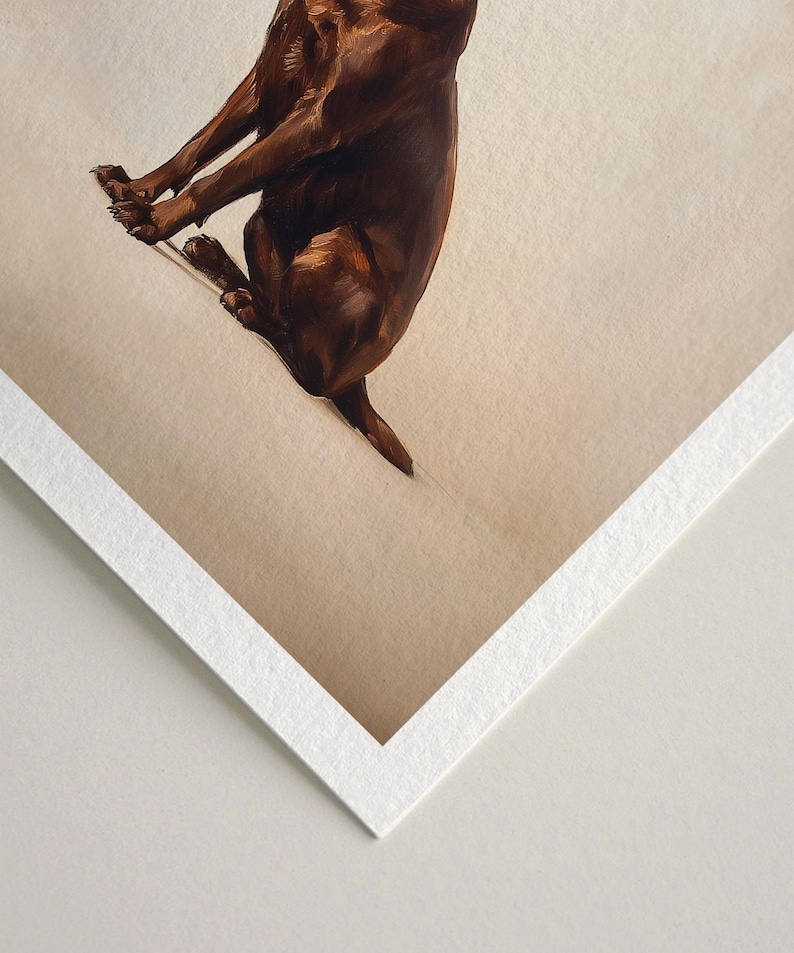 Chocolate Lab Dog Art Print | Vintage Style Round Frame | Chocolate Labrador Wall Art | Dog Art for Home, Office, Nursery, Boy's Room Decor image 4