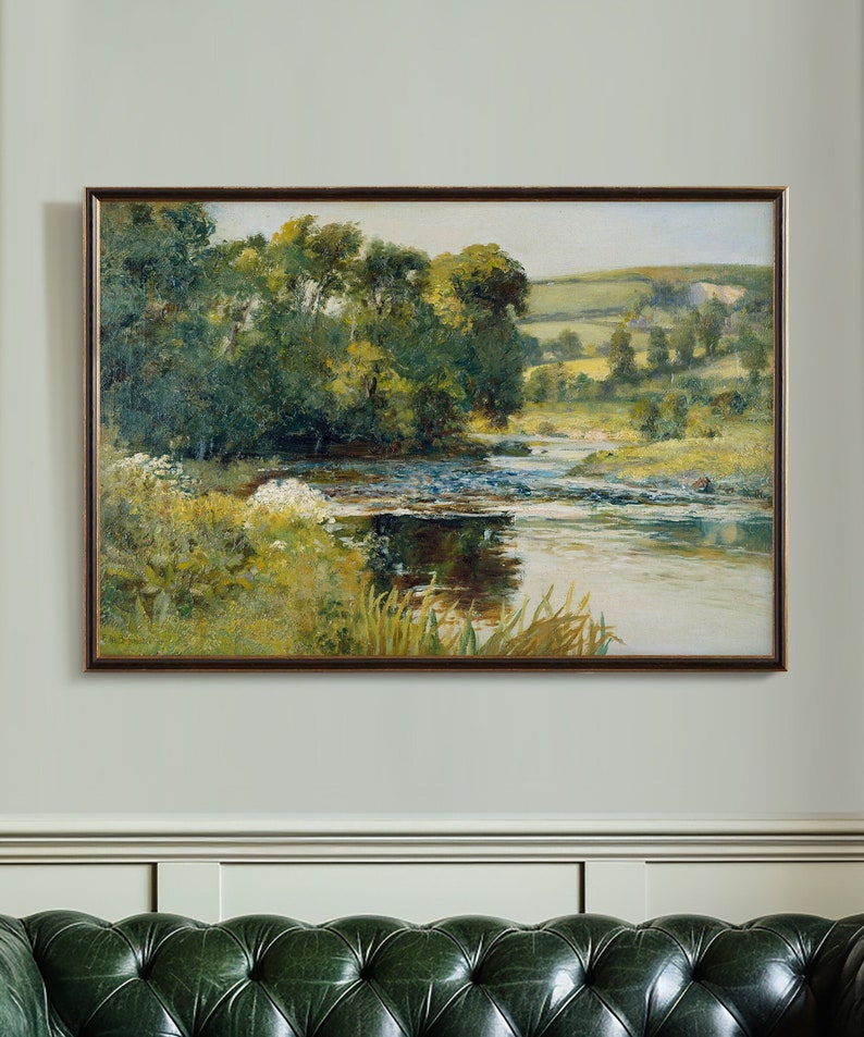Vintage landscape oil painting print download