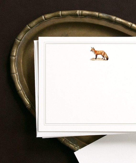 Fox Stationery Notecard Set | Equestrian Thank You Cards | Vintage Fox Hunting Thank You Note | Gift for Fox Lover | Preppy Fox Card