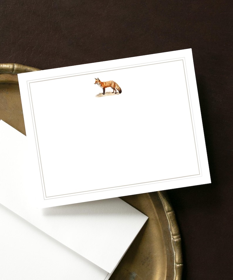 Fox Stationery Notecard Set | Equestrian Thank You Cards | Vintage Fox Hunting Thank You Note | Gift for Fox Lover | Preppy Fox Card image 3