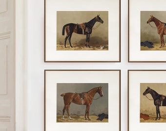 Equestrian Wall Art | Vintage Horse Art | Rustic Wall Art | Farmhouse Poster | Horse Lover Gift | Farm Animal Illustration | Horse Prints