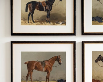 Set of 4 Vintage Horse Prints | Equestrian Style | Horse Lover Gift | Equine Home Decor | Horse Painting | Farmhouse Art | Antique Horse