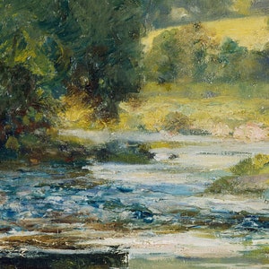 Pintura de paisaje de arte mural grande / Impresión digital de descarga de casa de campo / Decoración de paisaje de campo / Paisaje vintage imprimible imagen 4