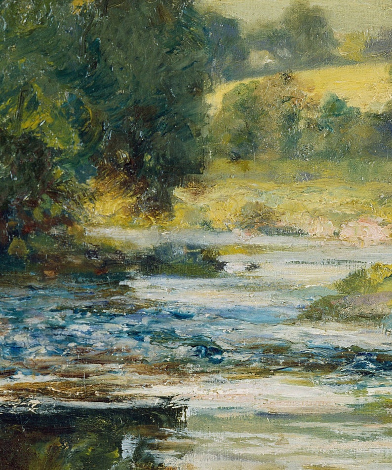 Pintura de paisaje de arte mural grande / Impresión digital de descarga de casa de campo / Decoración de paisaje de campo / Paisaje vintage imprimible imagen 4