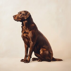 Chocolate Lab Dog Art Print | Vintage Style Round Frame | Chocolate Labrador Wall Art | Dog Art for Home, Office, Nursery, Boy's Room Decor image 3