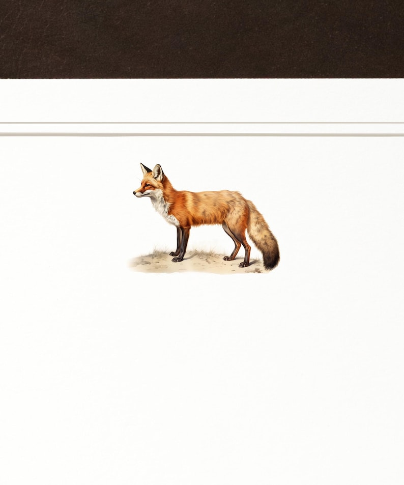 Fox Stationery Notecard Set | Equestrian Thank You Cards | Vintage Fox Hunting Thank You Note | Gift for Fox Lover | Preppy Fox Card image 2