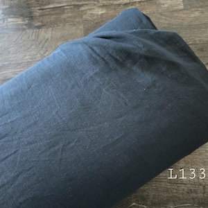 Linen/ cotton blend fabric by the yard, solid light black #L133