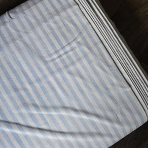 Cotton fabric by the yard, light blue and white striped #2193