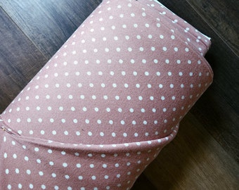 Sweater knit, sweater knit fabric by the yard, hacci sweater knit, mauve with polka dots #1523