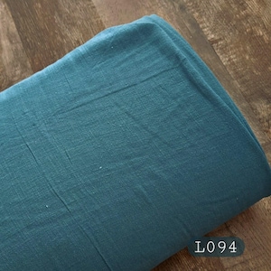 Linen blend fabric by the yard, dark jade #L094