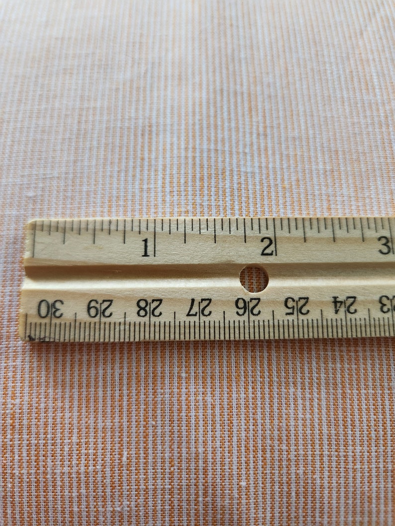 Striped Ruler Linen/ Cotton Blend Fabric by the Yard, Narrow Red and White Stripe # ...