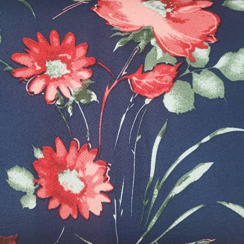 Liverpool large floral on navy Liverpool fabric by the yard knit fabric