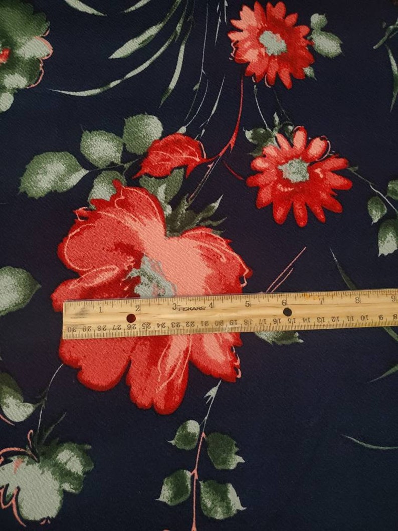 Liverpool large floral on navy Liverpool fabric by the yard knit fabric