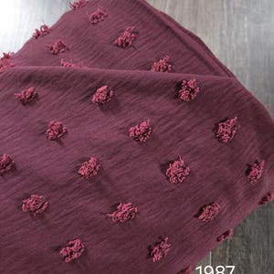 Textured Swiss dot fabric by the yard, poly airflow fabric by the yard, dark wine #1987