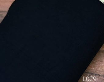 Linen blend fabric by the yard, solid black #L006